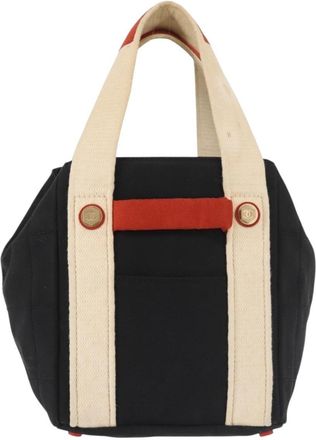 Chanel Chocolate Bar Coco Mark Handbag Canvas Navy Canvas Handbag (Pre-Owned)