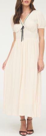 Blu Pepper Puff Sleeve A-Line Midi Dress in Light Khaki at Nordstrom Rack, Size Medium