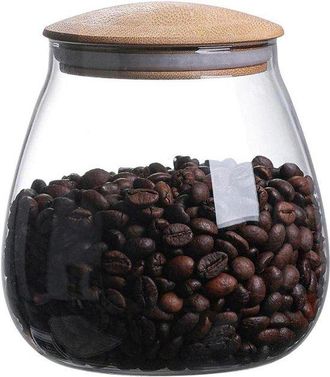 OEM E, Ambar, Lata De Almacenamiento De Vidrio Con Tapa De Madera 400 Ml 800 Ml, Borosilicato, Tarro De Cocina Transparente Para Frijoles, Arroz