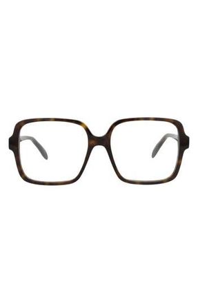 Alexander McQueen 55mm Square Optical Glasses in Havana Havana Transparent at Nordstrom Rack