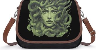 Generic Greek Goddess Medusa Womens Crossbody Bag Fashion Shoulder Handbags Message Tote Bag with Adjustable Strap