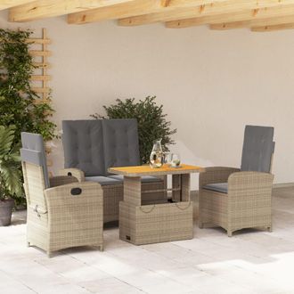 vidaXL Set De Comedor Jard&iacute;n Con Cojines 4 Pzas Rat&aacute;n Sint&eacute;tico Beige Vidaxl