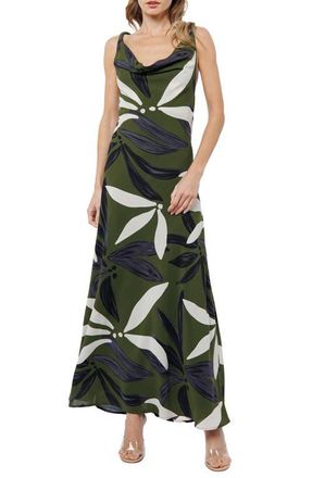 Ciebon Charrisse Abstract Floral Print Maxi Dress in Green Multi at Nordstrom, Size X-Large