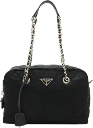 Prada Pre-owned Impuntu Chain Shoulder Bag - Dames - Vintage Schoudertas - Zwart - ONE Size - Leer - Vintage