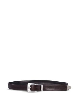 Fabrizio Mancini Norvegia engraved-buckle leather belt - unisex - Leather - 95 - Brown