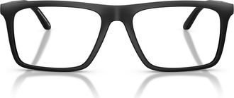 Emporio Armani 55mm Square Optical Glasses in Matte Black /Demo Lens at Nordstrom