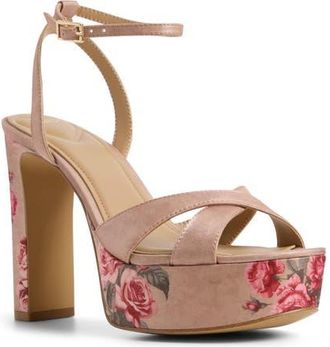 Aldo Rosine Ankle Strap Platform Sandal in Beige Combo at Nordstrom, Size 8.5