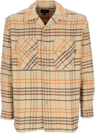 HUF Geruite Flanellen Shirt met Knoopsluiting - Heren - Casual Overhemden - Beige - XL - Katoen - Overhemden