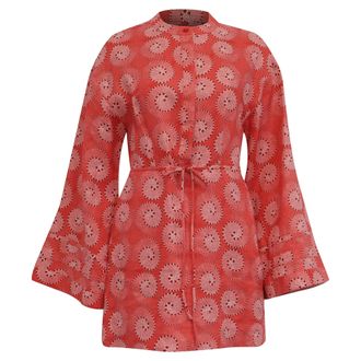 Staud Staud Karlee Printed Mini Dress in Orange Cotton