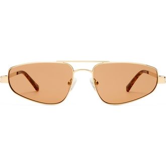 Le Specs Treausure 59mm Oval Sunglasses in Gold /Chocolate Mono at Nordstrom