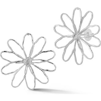 Sphera Milano Hammered Flower Stud Earrings in Silver at Nordstrom Rack