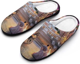 Generic Piazza Di Spagna Fashion Cotton Slippers for Women Memory Foam House Slippers Non-Slip House Bedroom Shoes