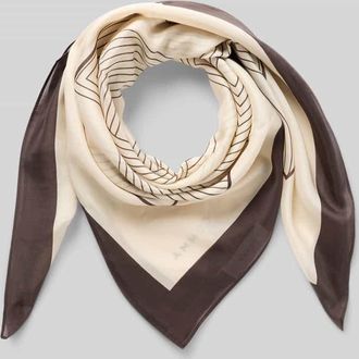 Comma Tuch aus Modal-Seide-Mix im Allover-Look in Dunkelbraun, Gr&ouml;&szlig;e 1