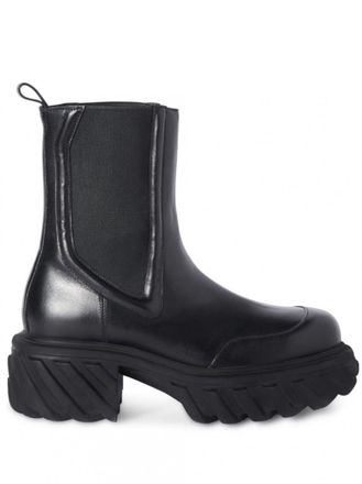 Off-white Black Leather Chelsea Boots