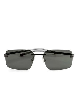 Tag Heuer rectangle-frame sunglasses - unisex - Titanium - 58 - Grey