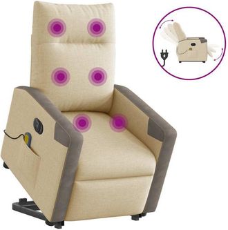 vidaXL Vidaxl - Sill&oacute;n De Masaje El&eacute;ctrico Reclinable Elevable Tela Crema