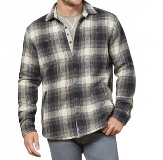 Johnnie-O Jerome Flannel Shacket In Charcoal