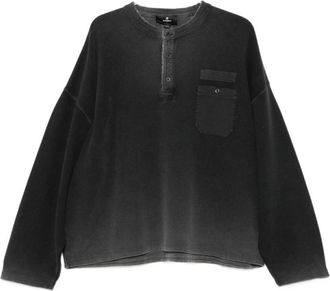 Represent Henley Sweat - Heren - Vesten - Zwart - L - Katoen - Truien & Vesten