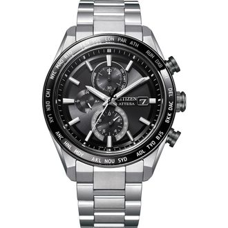 Citizen ATTESA Atomic Timekeeping Chronograph Super Titanium Bracelet Watch, 42mm in Dark Grey/Silver at Nordstrom