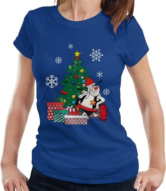 Cloud City 7 Deputy Dawg Around The Christmas Tree Womens T-Shirt Royal Blue