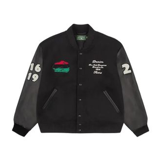 Denim Tears Peace Wreath Varsity Jacket - male - Denim Tears - Bomber Jackets - Black - S - Jackets