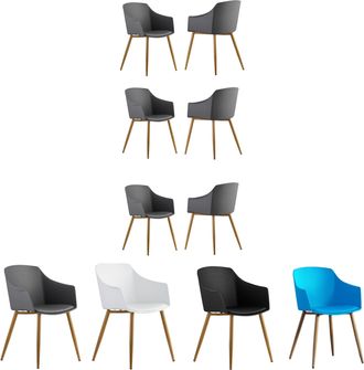 Life Interiors Life Interiors - Juego De 6 Sillas De Pl&aacute;stico Eden Con Cojines De Piel Sint&eacute;tica - Silla De Comedor Acolchada Para Comedor, Cocina - Gris
