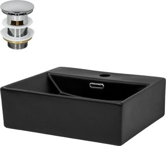 ECD Germany Lavabo de cerámica con juego de desagüe lavabo de encimera