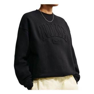 Nike (WMNS) Nike Studio Fleece Medium Weight Graphic Pack Oversized Embossed Crew Total Black IU1139-001