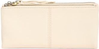 Hobo Keen Large Zip Top Leather Wallet in Cream at Nordstrom Rack