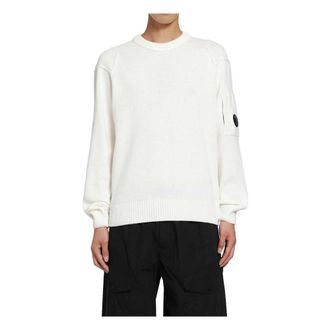 C.P. Company Lambswool Lens Jumper - male - C.P. Company - Round-neck Knitwear - White - XL - Knitwear