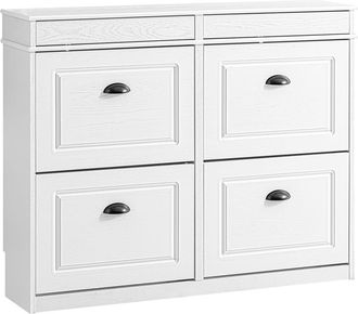 SoBuy Mueble zapatero estrecho 4 solapas 105x24x82cm efecto madera