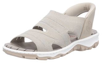 Rieker Sandale RIEKER, Damen, Gr. 36, beige (hellbeige), Lederimitat, Textil, unifarben, Schuhe Sandale, Trekkingsandale, Outdoorsandale, Sommerschuh mit Ela