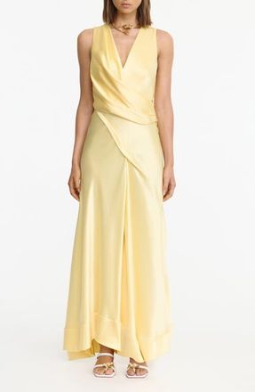 Acler Eastoncroft Satin Gown in Lemon Sorbet at Nordstrom, Size 10