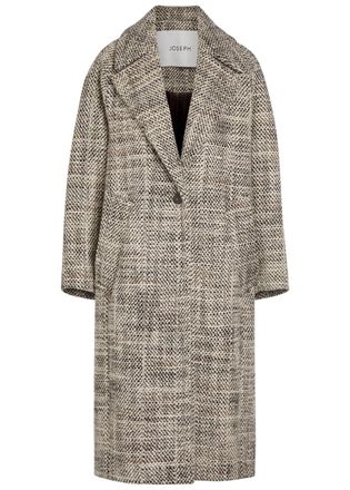 Joseph Florent Crosshatch Wool-blend Coat - Brown - 44 (UK16 / XL)