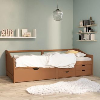 vidaXL Sof&aacute; Cama De 3 Plazas Sin Colch&oacute;n Pino Marr&oacute;n Miel 90x200 Cm Vidaxl