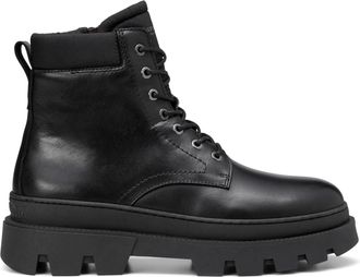 Marc O'Polo Black Isak 9A Leather Lace-Up Side Zip Boots