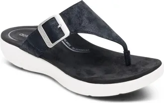 Aetrex Womens Donna Thong Sandals In Black