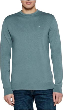 Calvin Klein Cotton Silk Blend CN Sweater - Heren - Ronde hals truien - Blauw - L - Katoen - Truien & Vesten