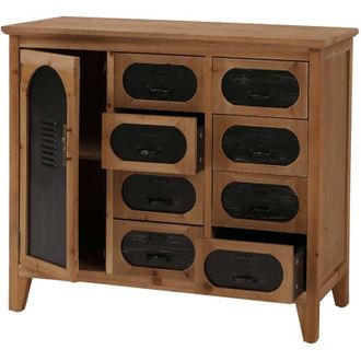 Hhg C&oacute;moda De Farmacia Hhg-289, Armario Con Cajones Y Compartimento De Almacenamiento, Estilo Vintage Shabby Industrial, Madera Y Metal, 80 X 91 X 40 Cm, 