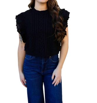 Sadie & Sage Vicki Ruffle Sweater In Black