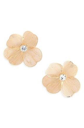 Nordstrom Rack Flower Stud Earrings in Clear- Gold at Nordstrom Rack