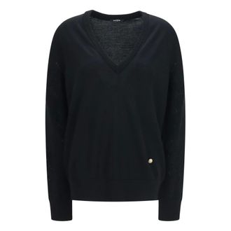 Balmain Maglione Girocollo a Maglia a Diamante - - Knitwear - Donna - Nero - S