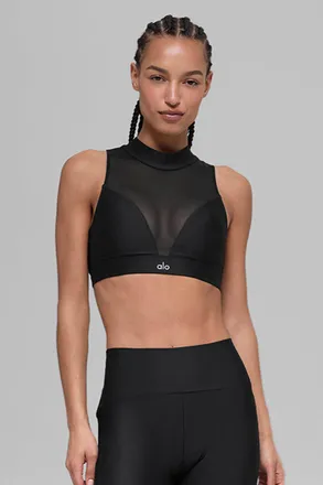 Alo | Airlift Mesh Infatuation Bra in Black, Size: Medium