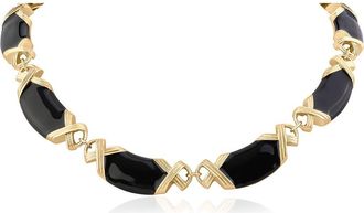 Jardin Enamel Basketweave Collar Necklace in Black/Gold at Nordstrom Rack, Size 15