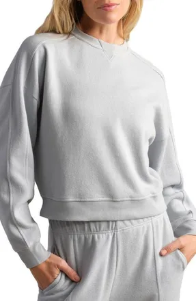 Rhone Signature Crewneck Cotton Blend Rib Sweatshirt in Blue Pearl at Nordstrom, Size X-Small