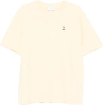 Maison Kitsun&eacute; Yellow Crew Neck Embroidery Logo T-Shirt