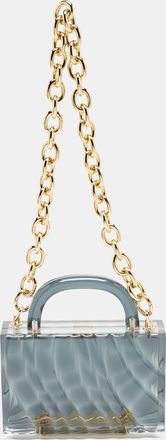 L'Afshar Grey Acrylic Amnis Chain Clutch