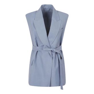 Brunello Cucinelli Vest with belt - female - Brunello Cucinelli - Waistcoats - Blue - S - Jackets