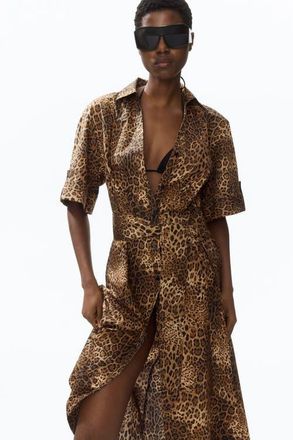H&M Tie-belt Dress in Brown/leopard Print at Nordstrom, Size Xx-Large
