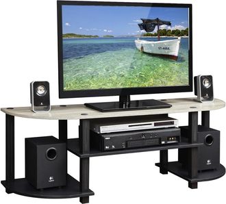 Furinno Turn-S-Tube Wide TV Entertainment Center, Oak Grey/Black